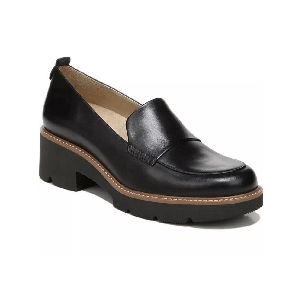 NATURALIZER Darry Lug‎ Sole Loafers Black Leather US-9.5W